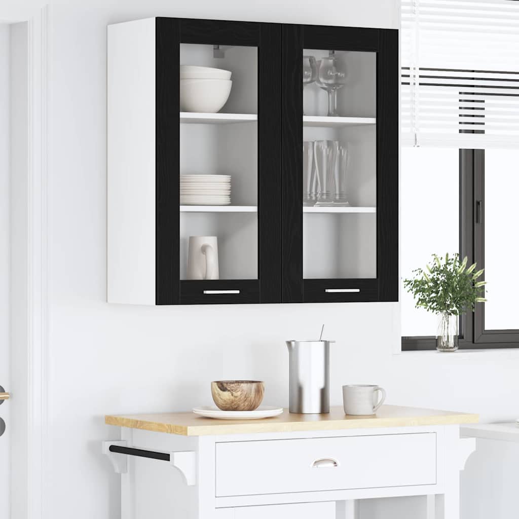 Hanging Cabinet with Shelf Riga 2 pcs Black Oak 40 x 31 x 80 cm